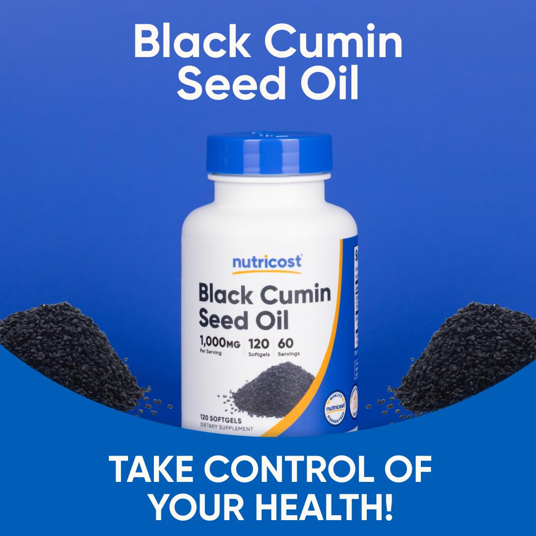 Non-GMO and gluten-free Nutricost Black Seed Oil Softgels