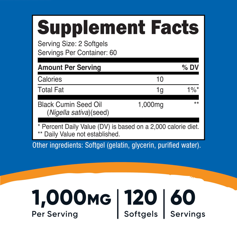 Cold-pressed Nutricost Black Seed Oil Softgels