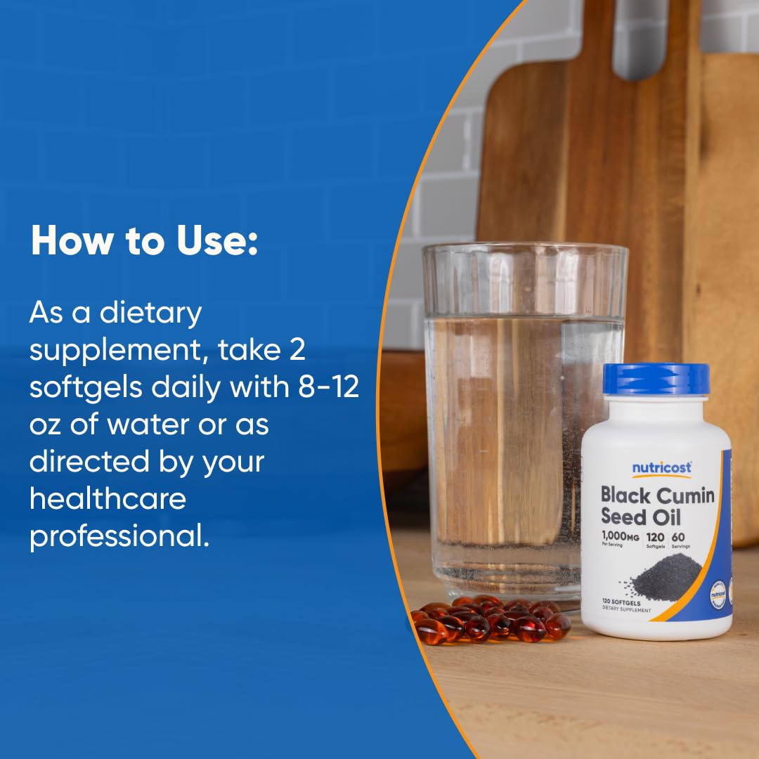 Easy-to-swallow Nutricost Black Seed Oil Softgels
