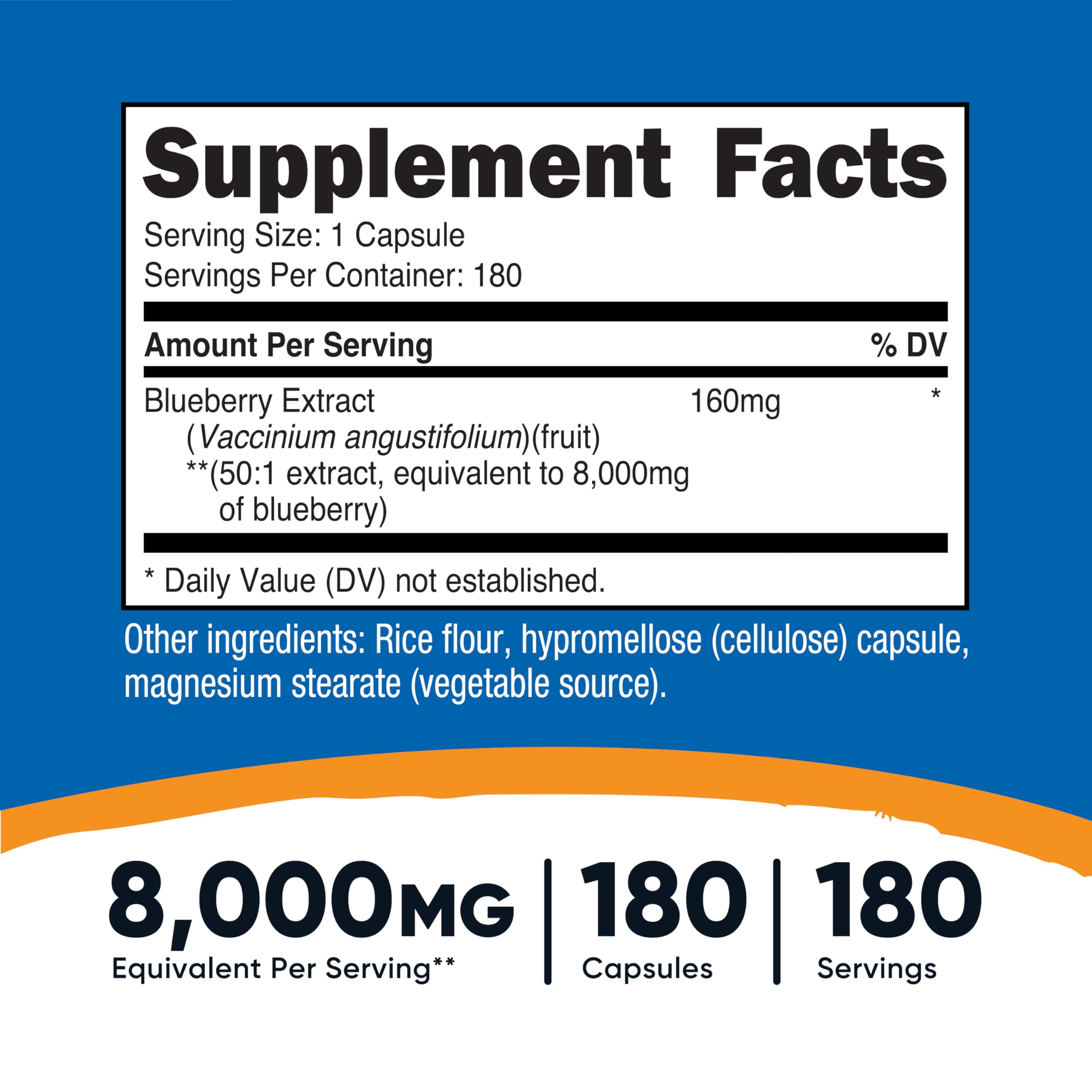 Close-up of Nutricost blueberry extract capsule