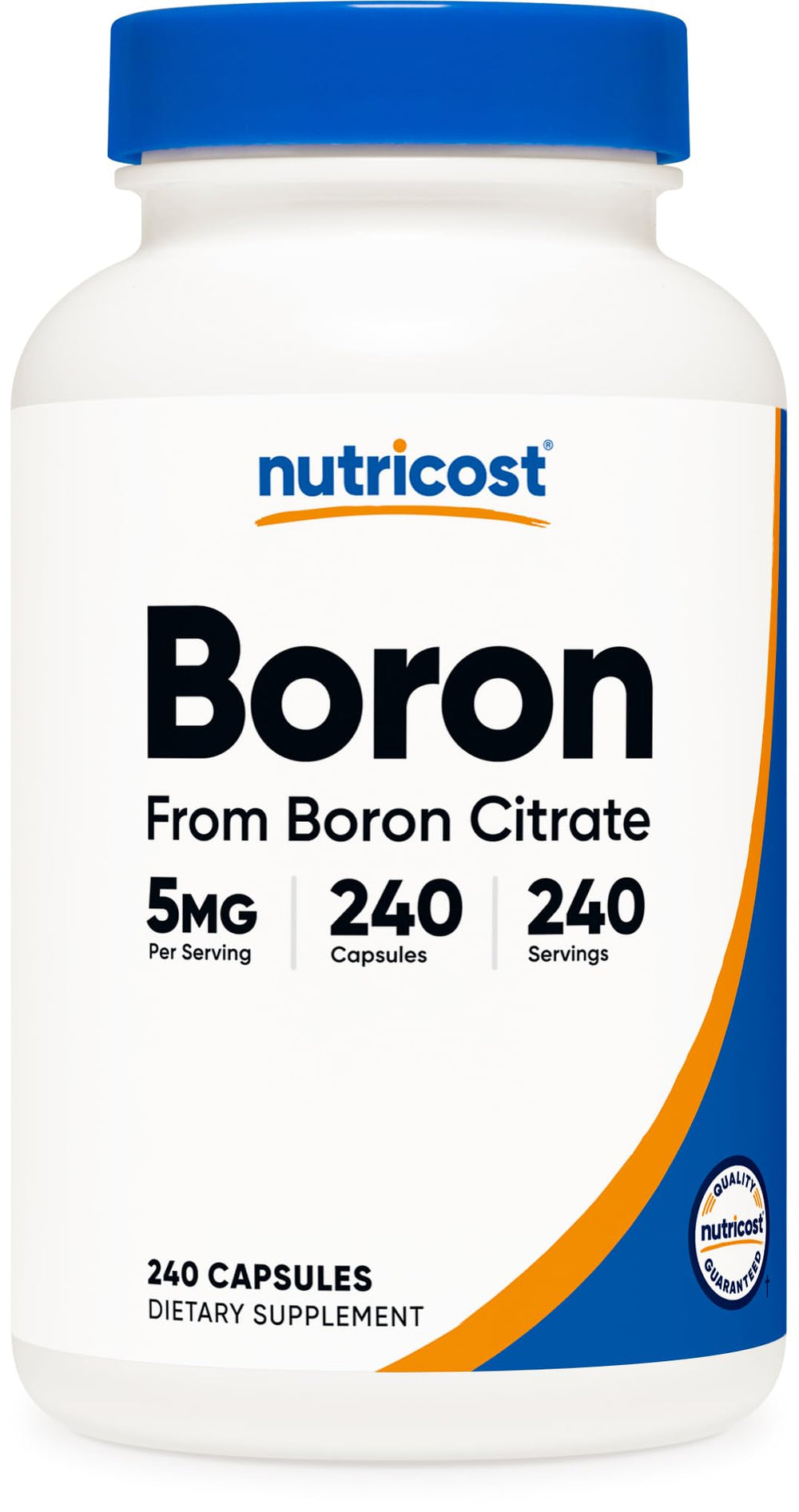 Nutricost Boron 5mg bottle – front label