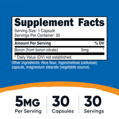 Product packaging and labeling for Nutricost Boron capsules