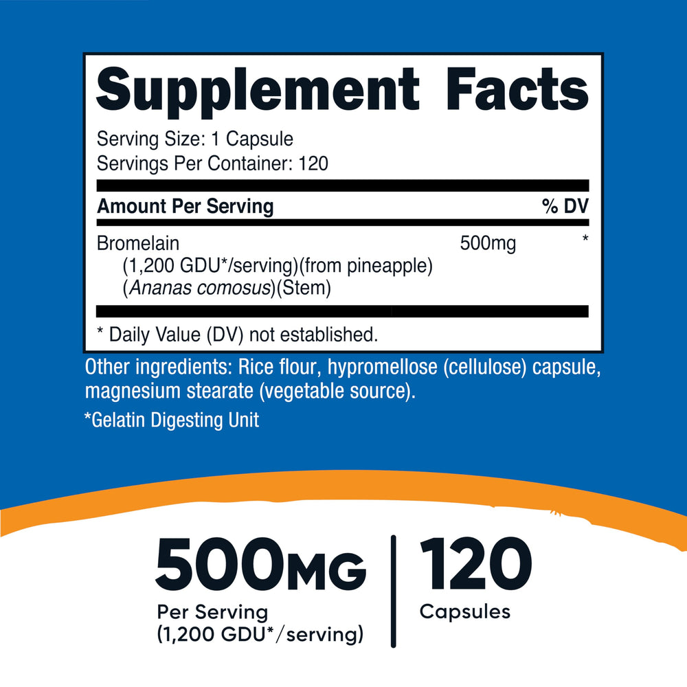 Bottle of Nutricost Bromelain 500mg 120 capsules