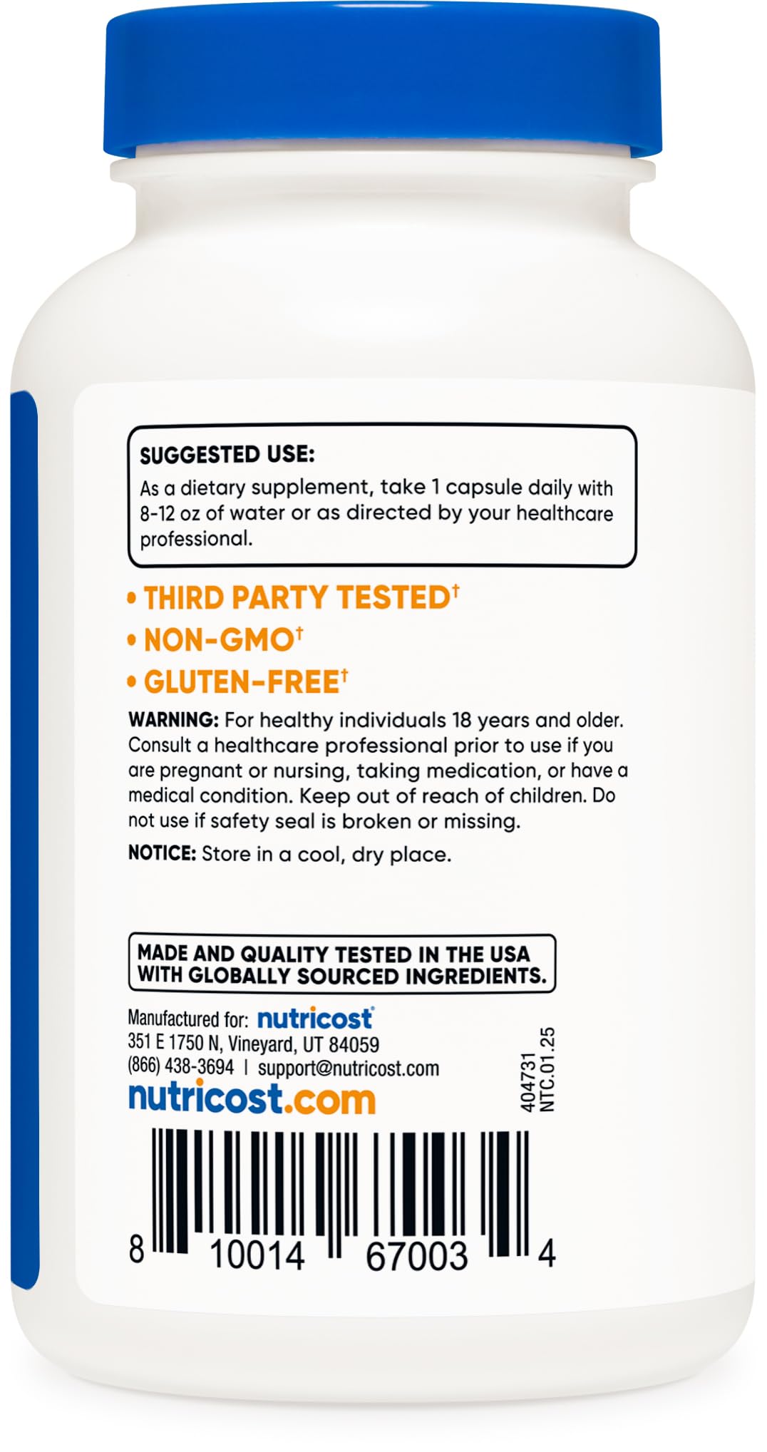 Ingredients panel for Nutricost Bromelain 500mg