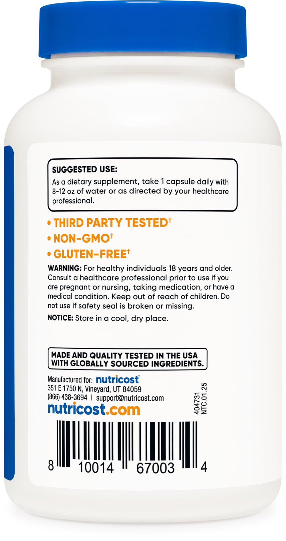 Ingredients panel for Nutricost Bromelain 500mg