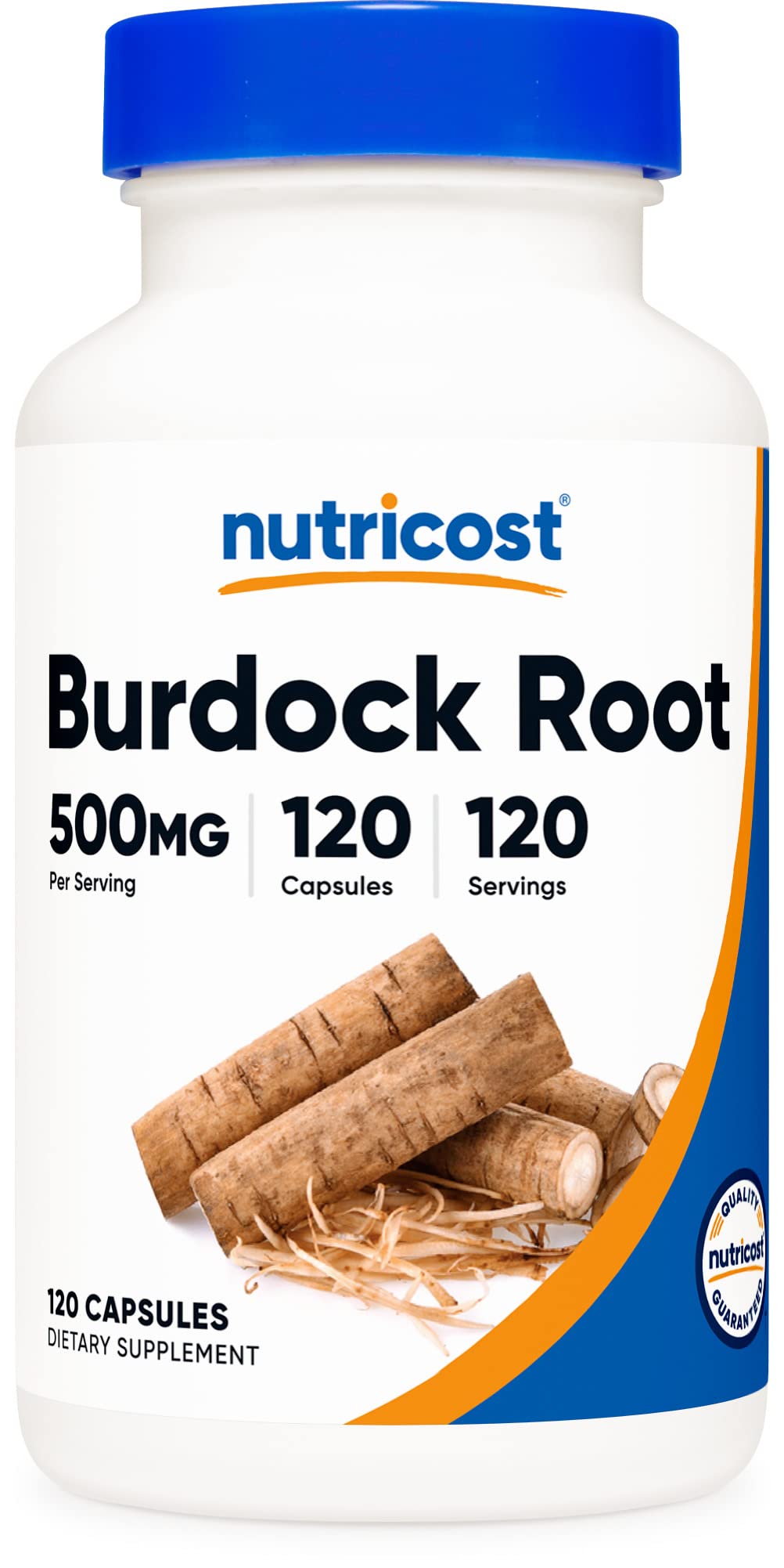 Nutricost Burdock Root bottle label showing 500mg capsules