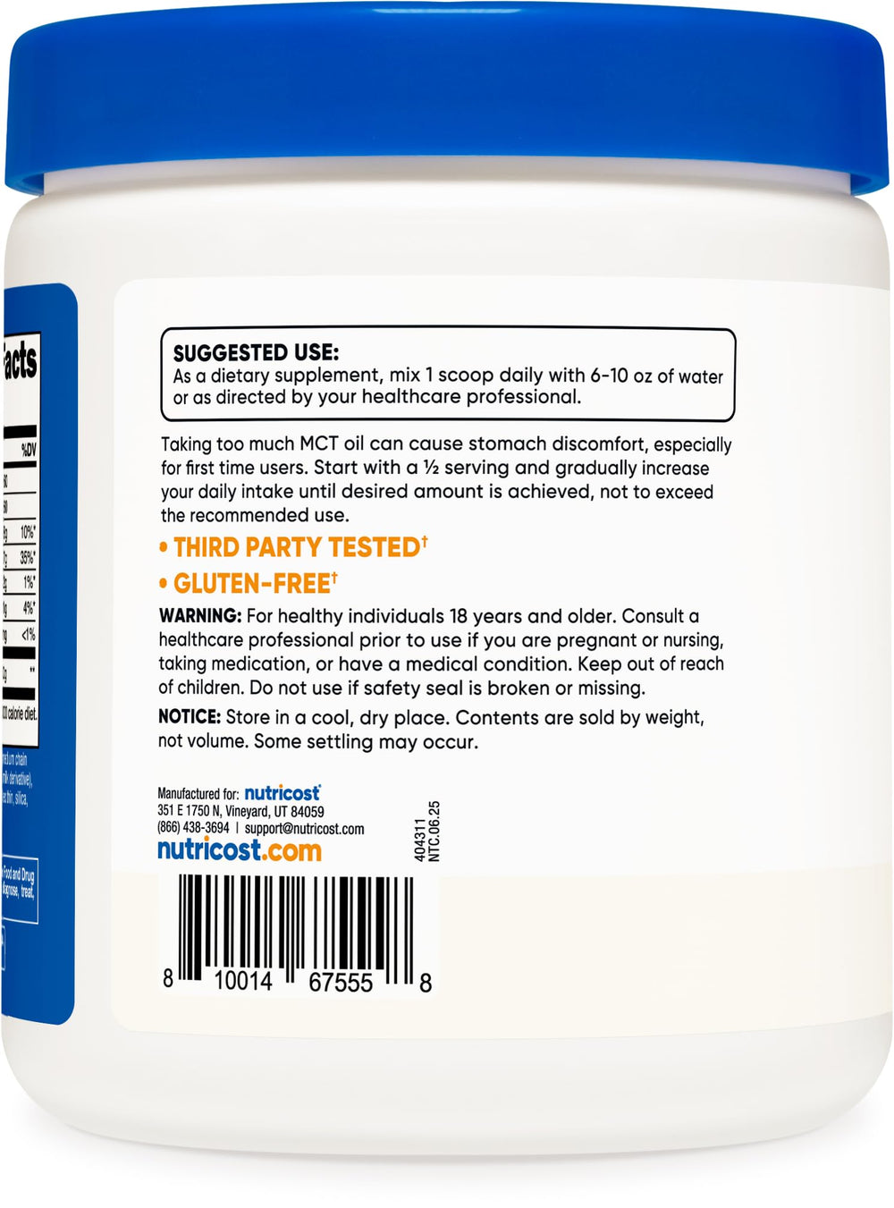 GMP compliant and FDA-registered facility icons on packaging