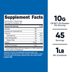 Side view of Nutricost C8 MCT Oil Powder 1LB (16.2oz)