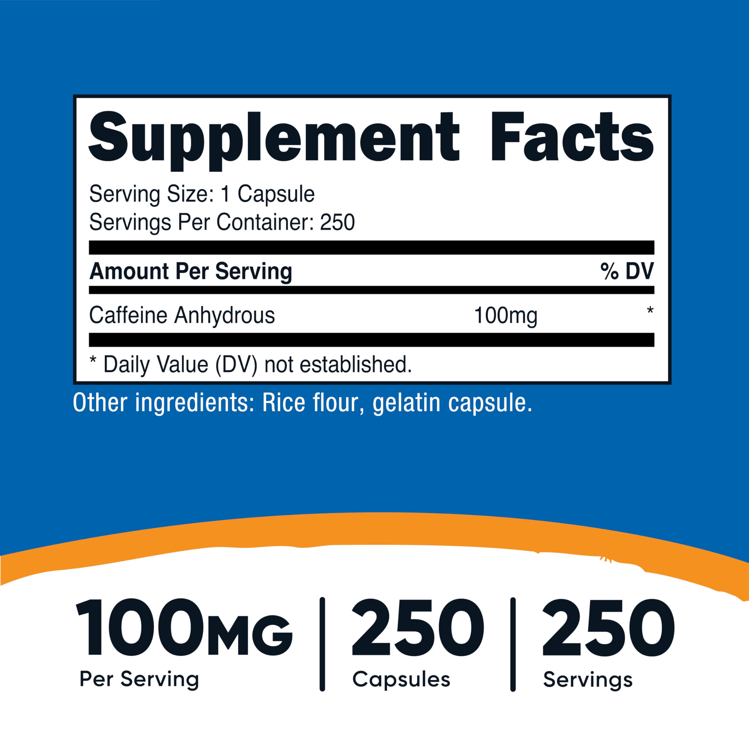 Close-up of Nutricost Caffeine Capsules 100mg