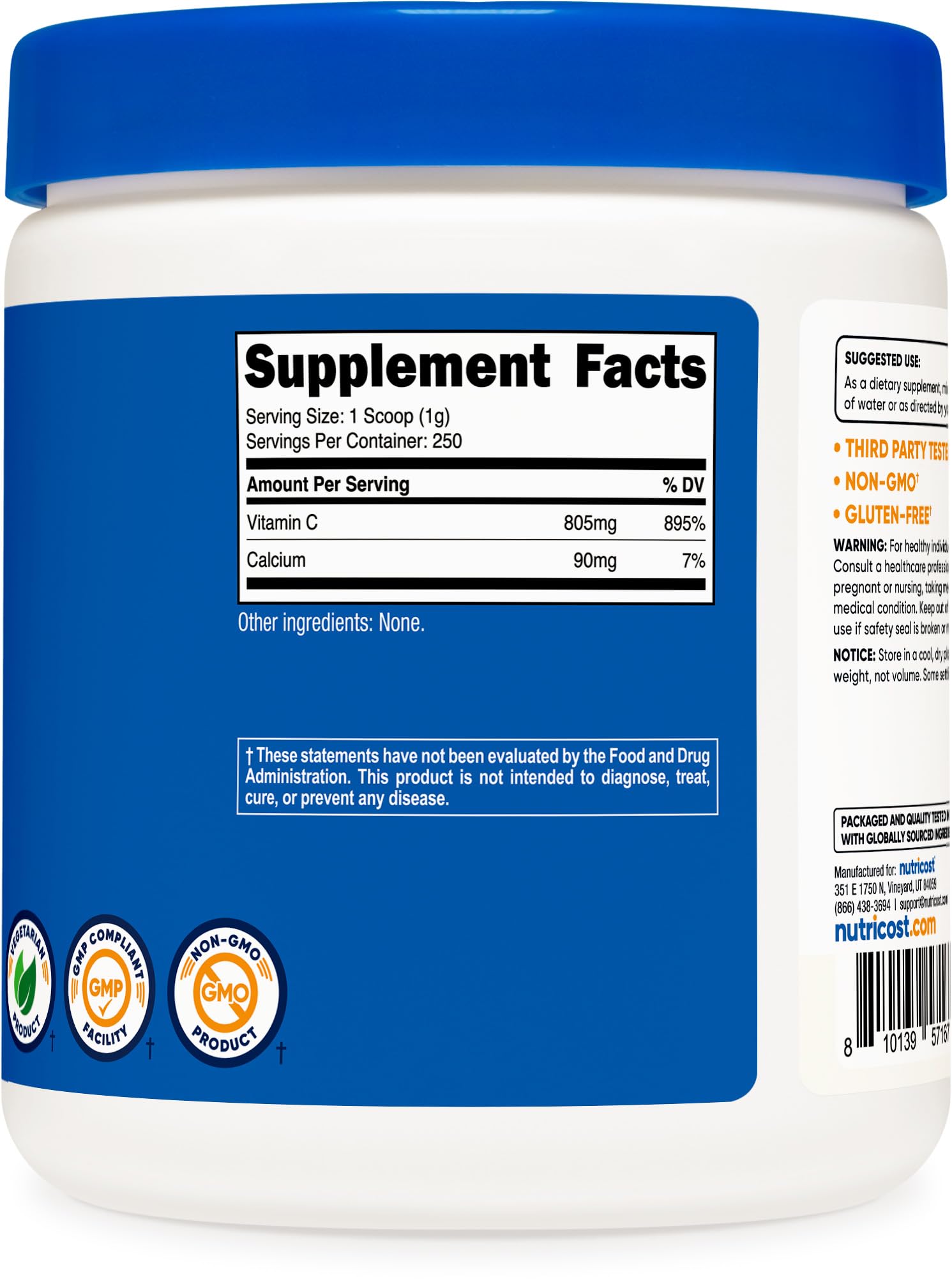 Third-party testing certificate and NSF GMP badge