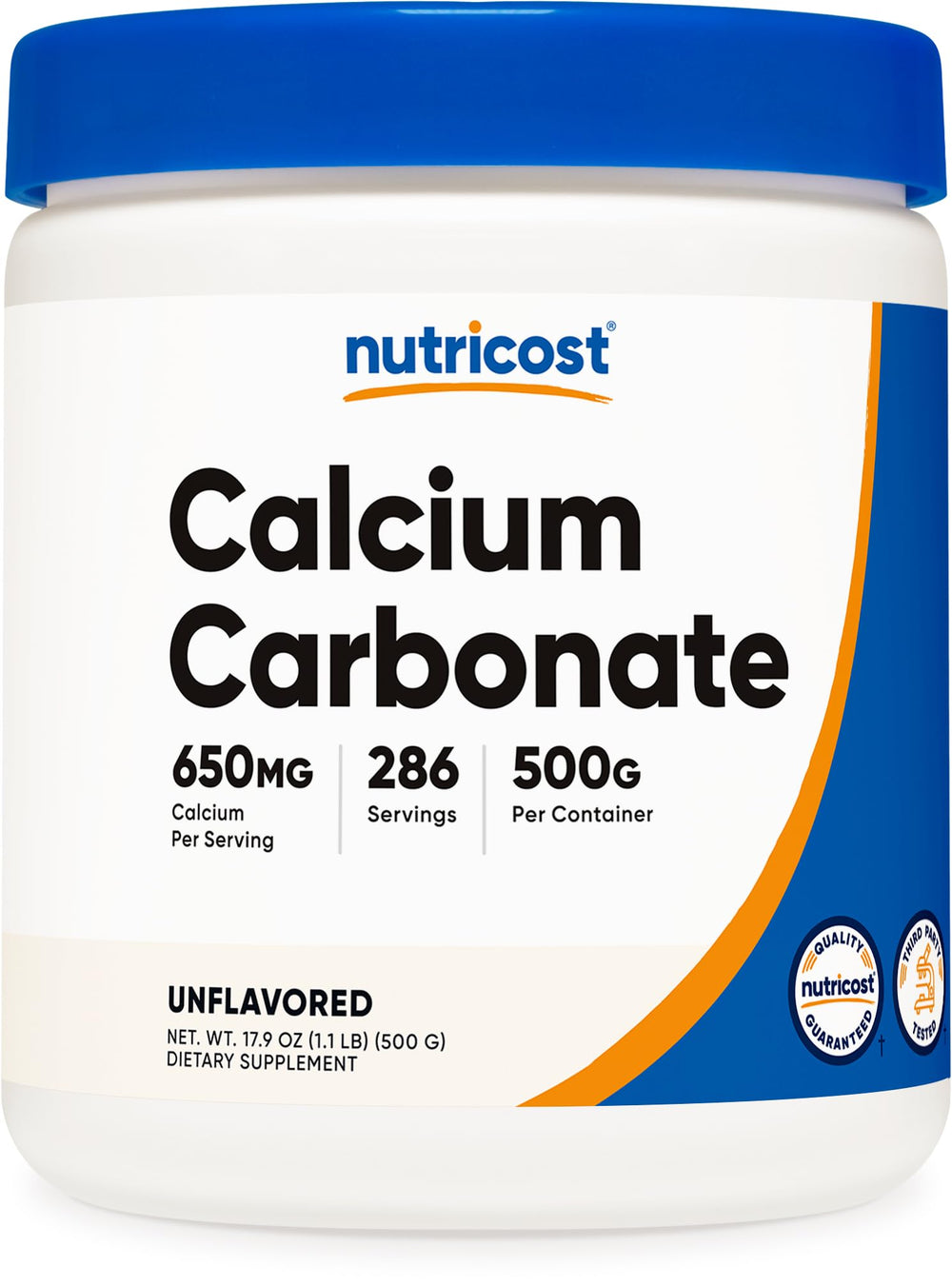 Bottle of Nutricost Calcium Carbonate Powder 500 g