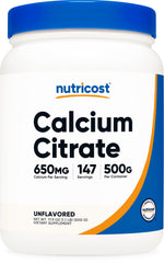 Nutricost Calcium Citrate Powder 500g bottle front view