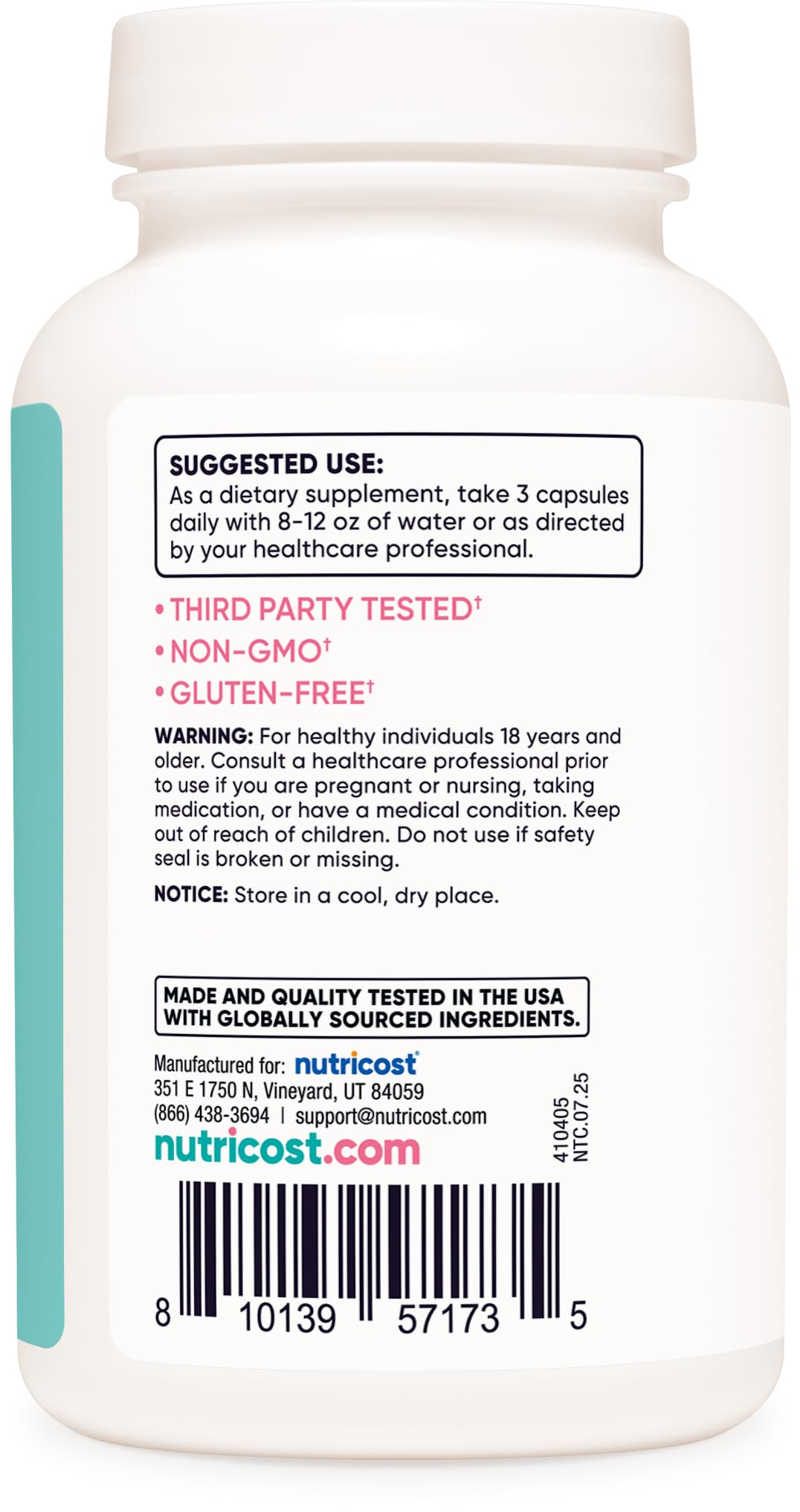 Gluten-free, non-GMO, vegan certification seals