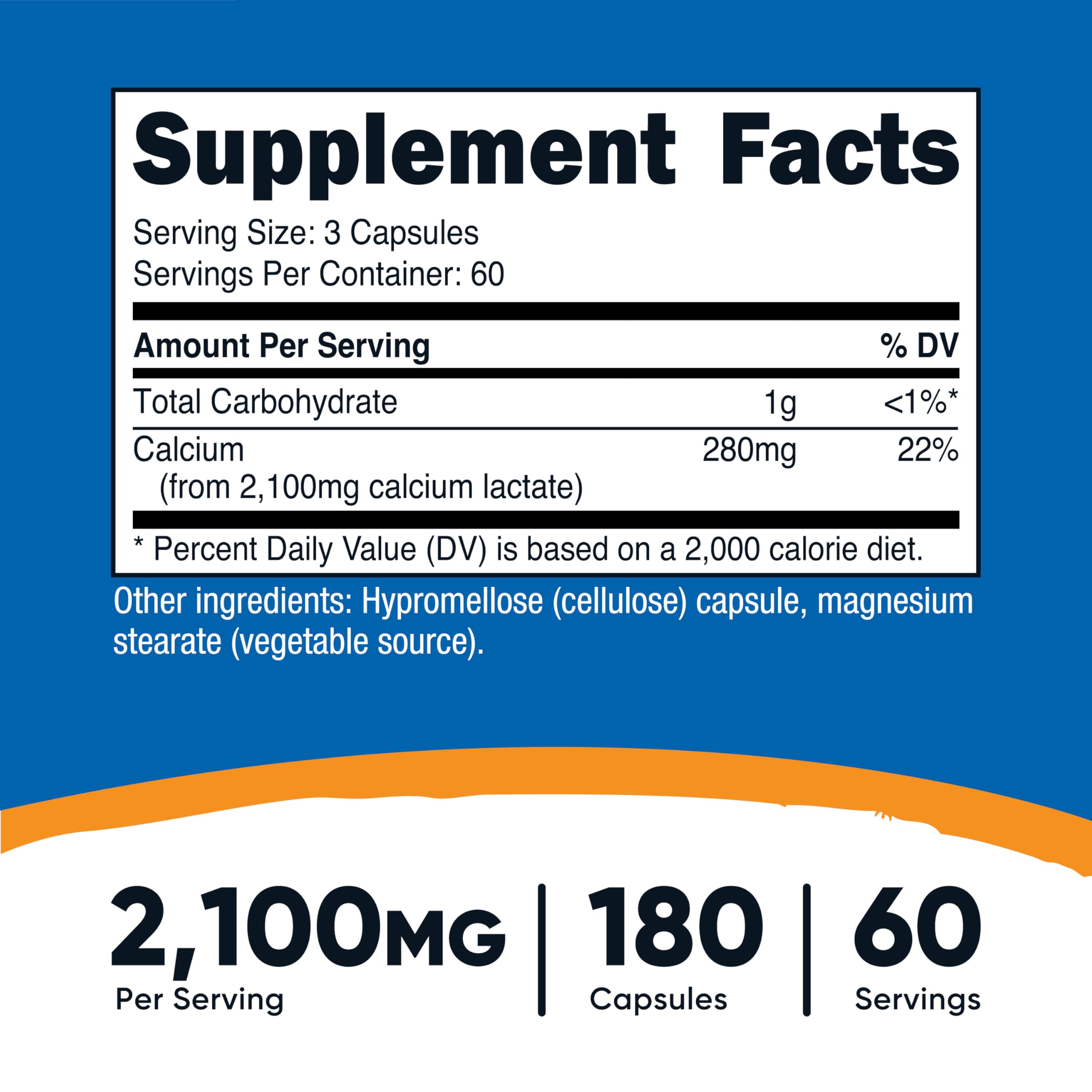 Serving size 260mg calcium from 2100mg calcium lactate
