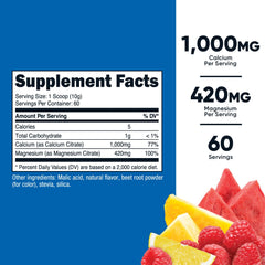 Nutricost Calcium Magnesium Powder Fruit Punch flavor — 30 servings bottle