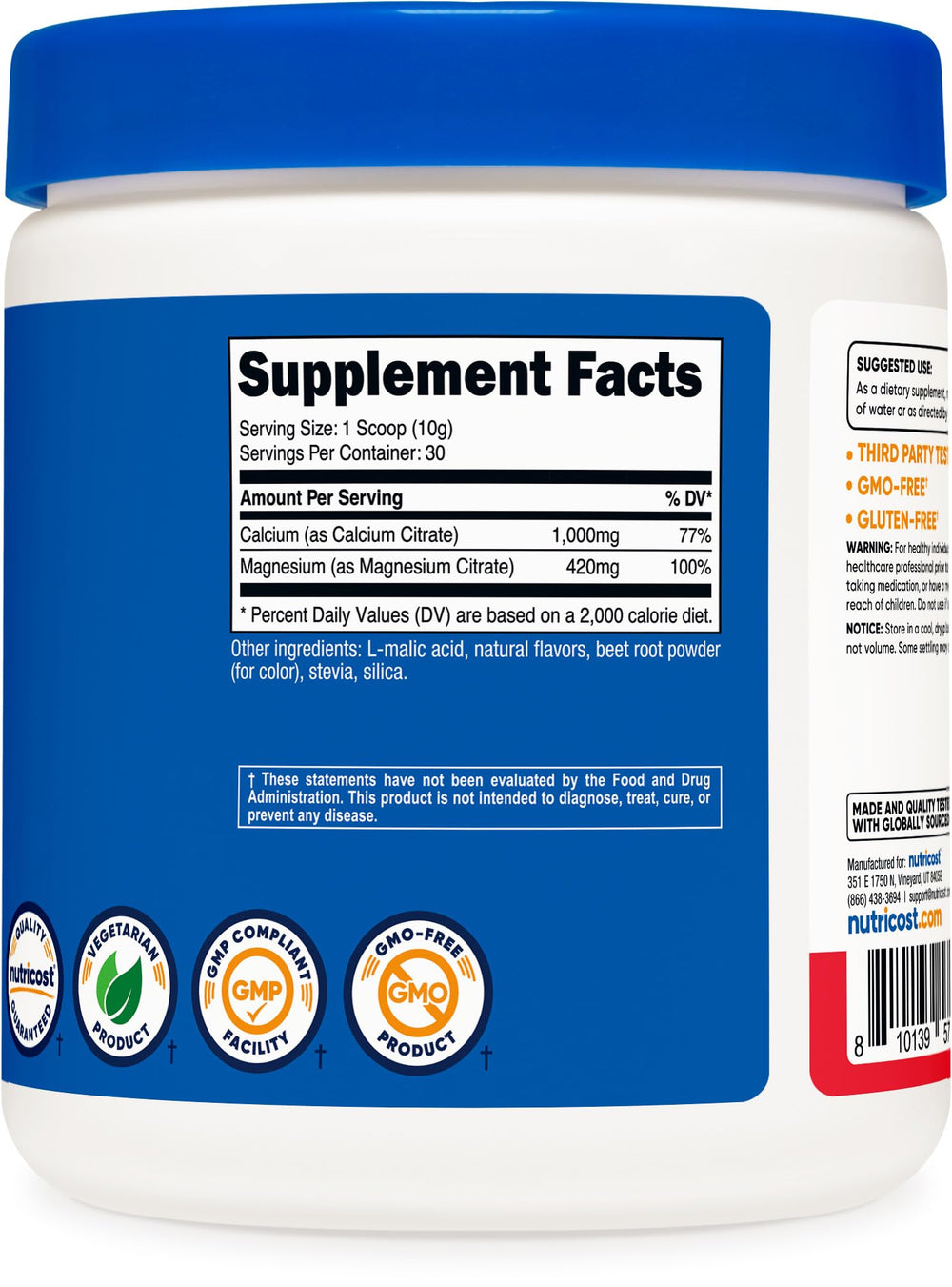 Nutricost Calcium Magnesium Powder packaging and label