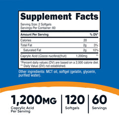 Close-up of Nutricost Caprylic Acid label