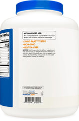 Nutrition facts panel on Nutricost Casein Protein Powder 5lb label