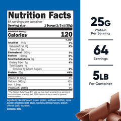 Close-up of Nutrition Facts panel on Nutricost Casein Protein Powder