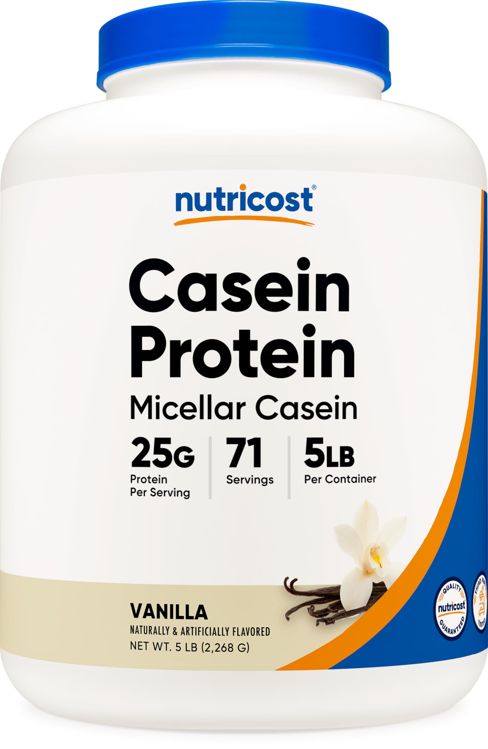 Nutricost Casein Protein Powder 5lb Vanilla tub