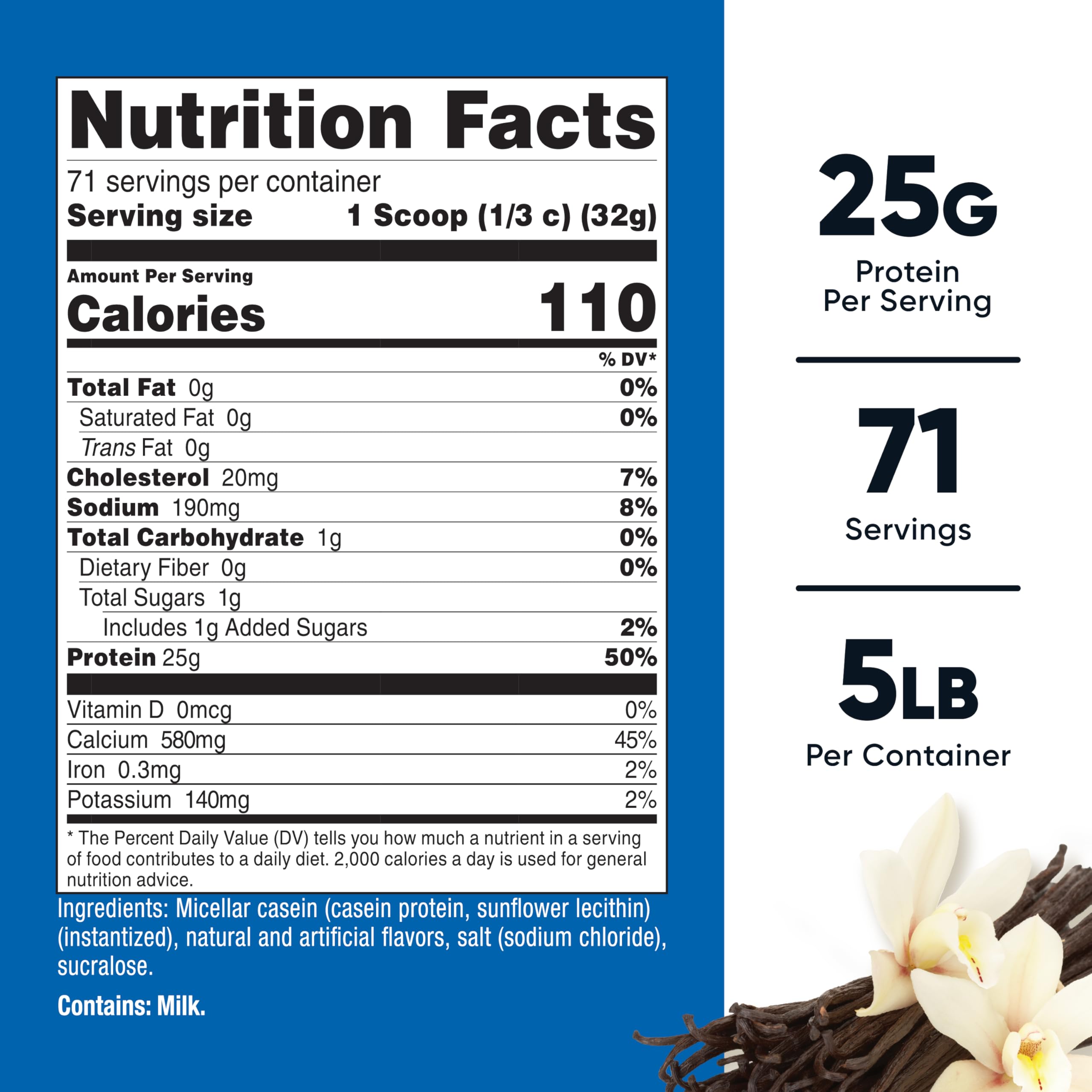 Close-up of vanilla micellar casein powder