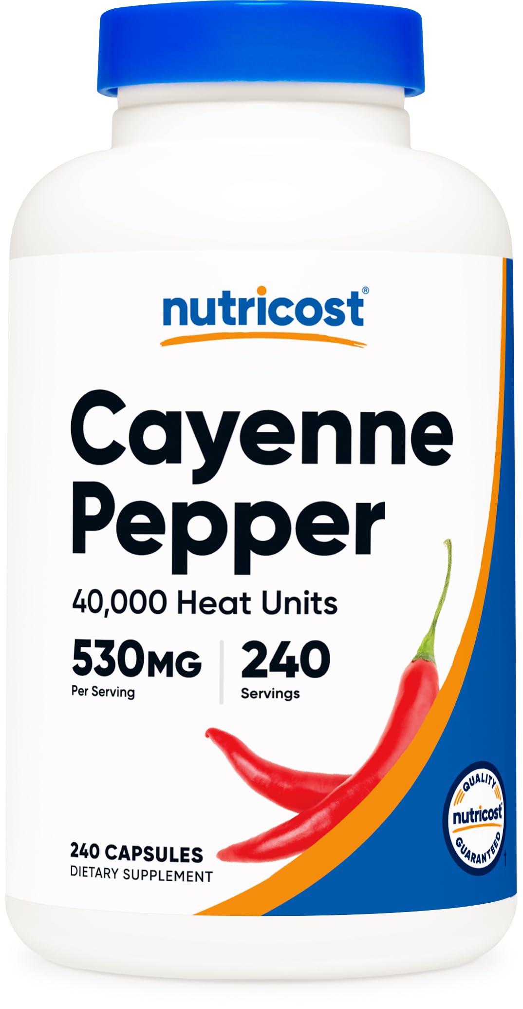 Nutricost Cayenne Pepper 530mg bottle with 240 capsules
