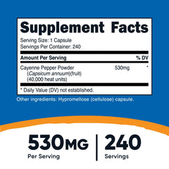 Nutricost Cayenne Pepper label on bottle