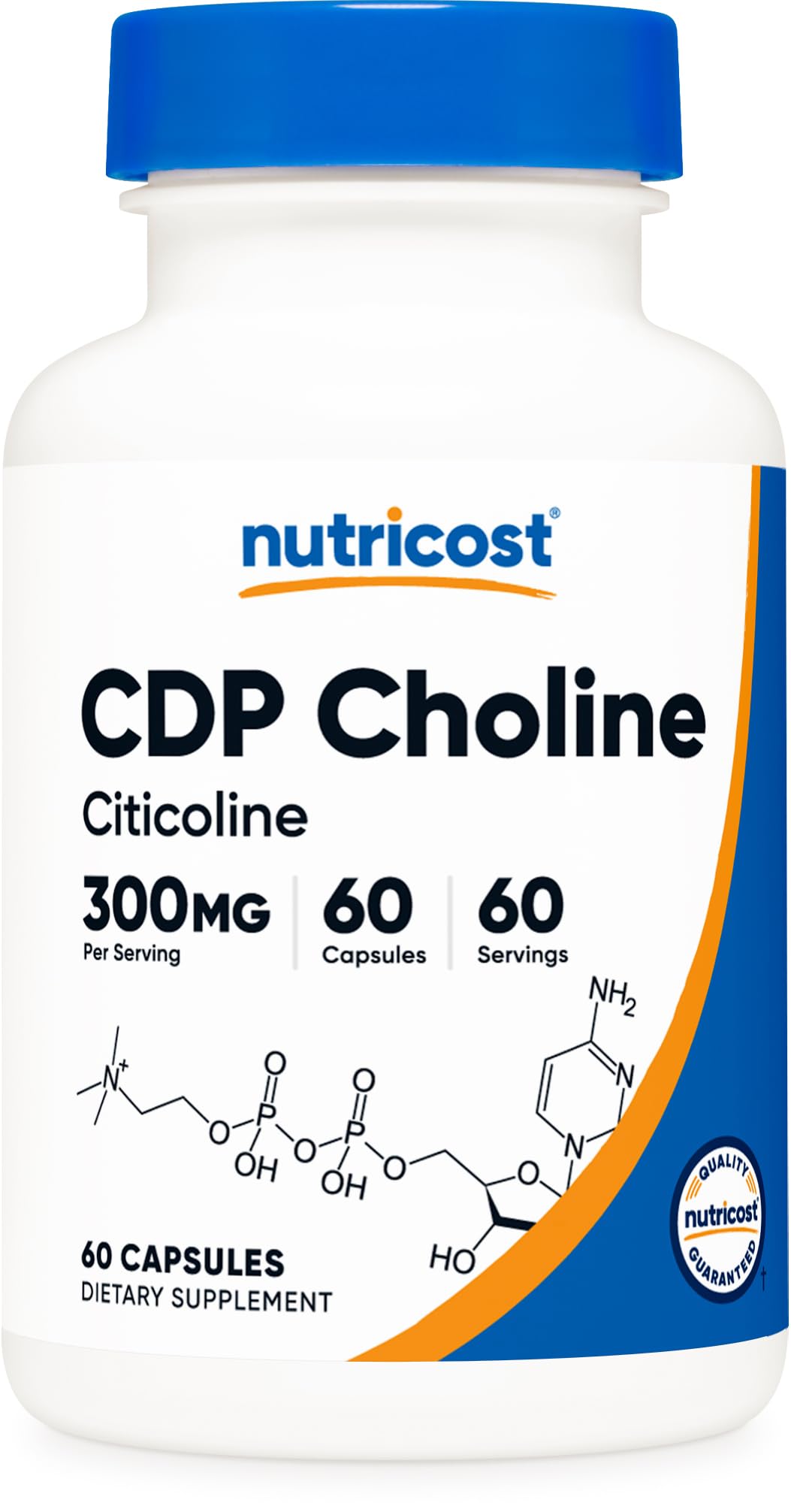 Nutricost CDP Choline 300mg bottle with label