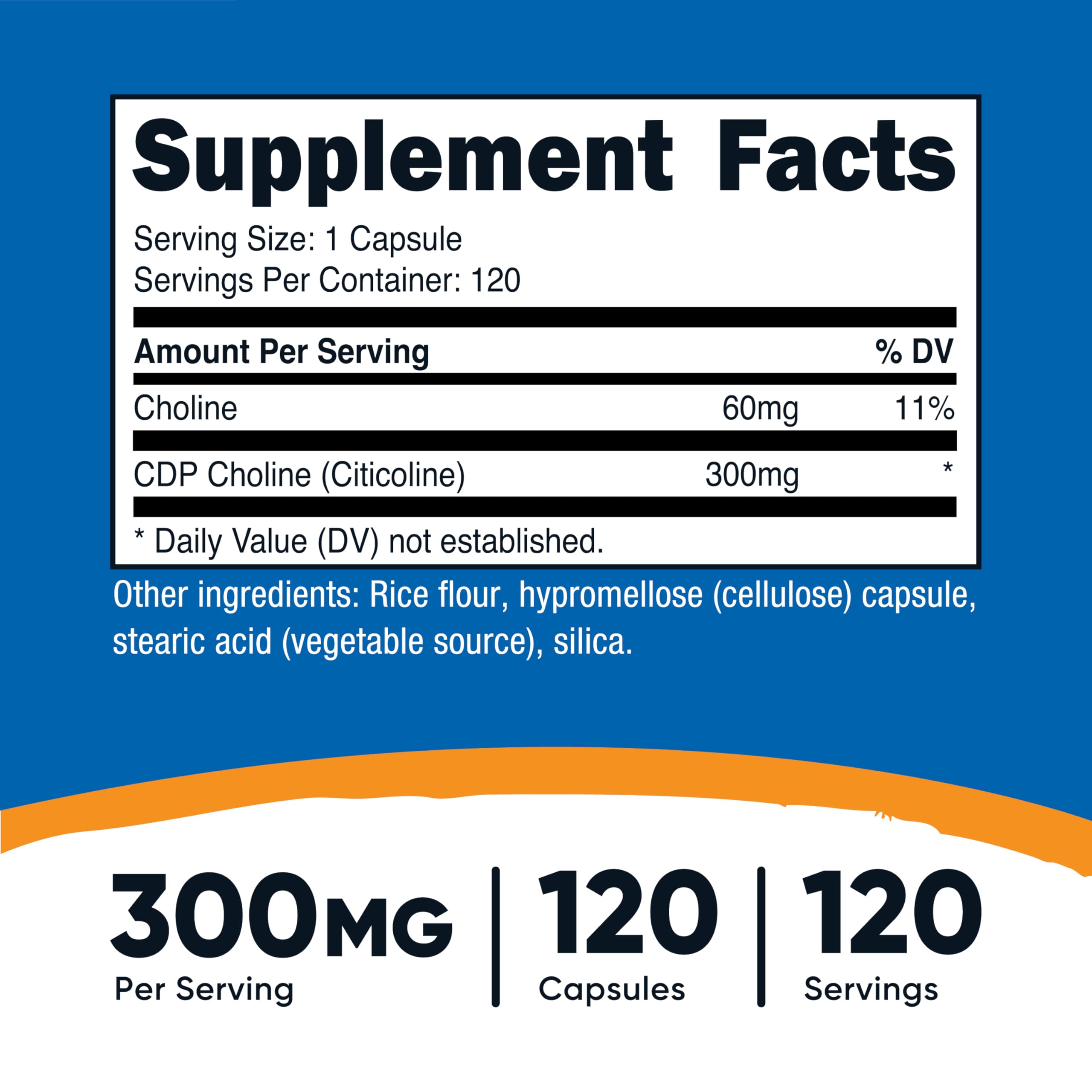 Nutricost CDP Choline 300mg bottle label close-up