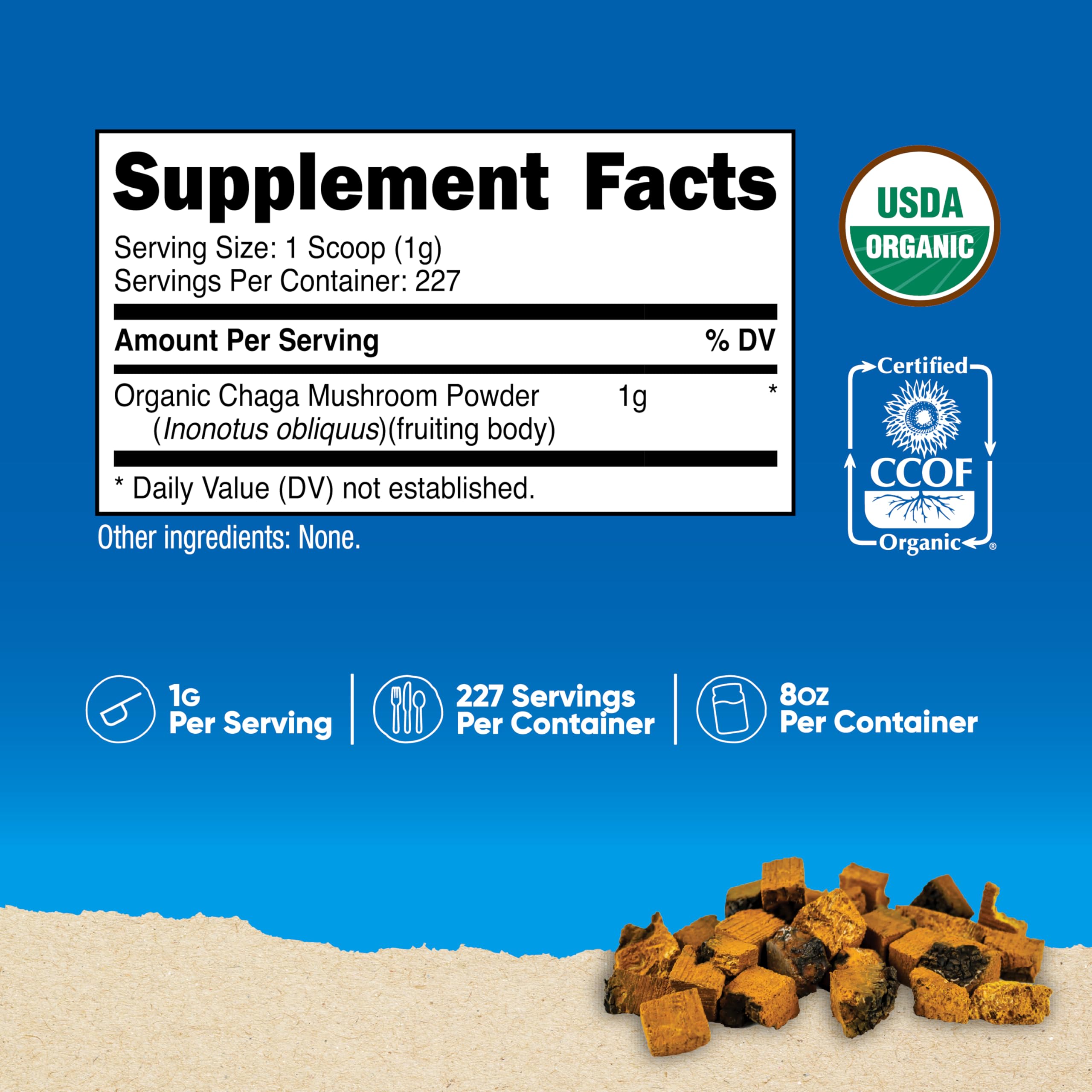 1 gram scoop included with Nutricost Organic Chaga powder