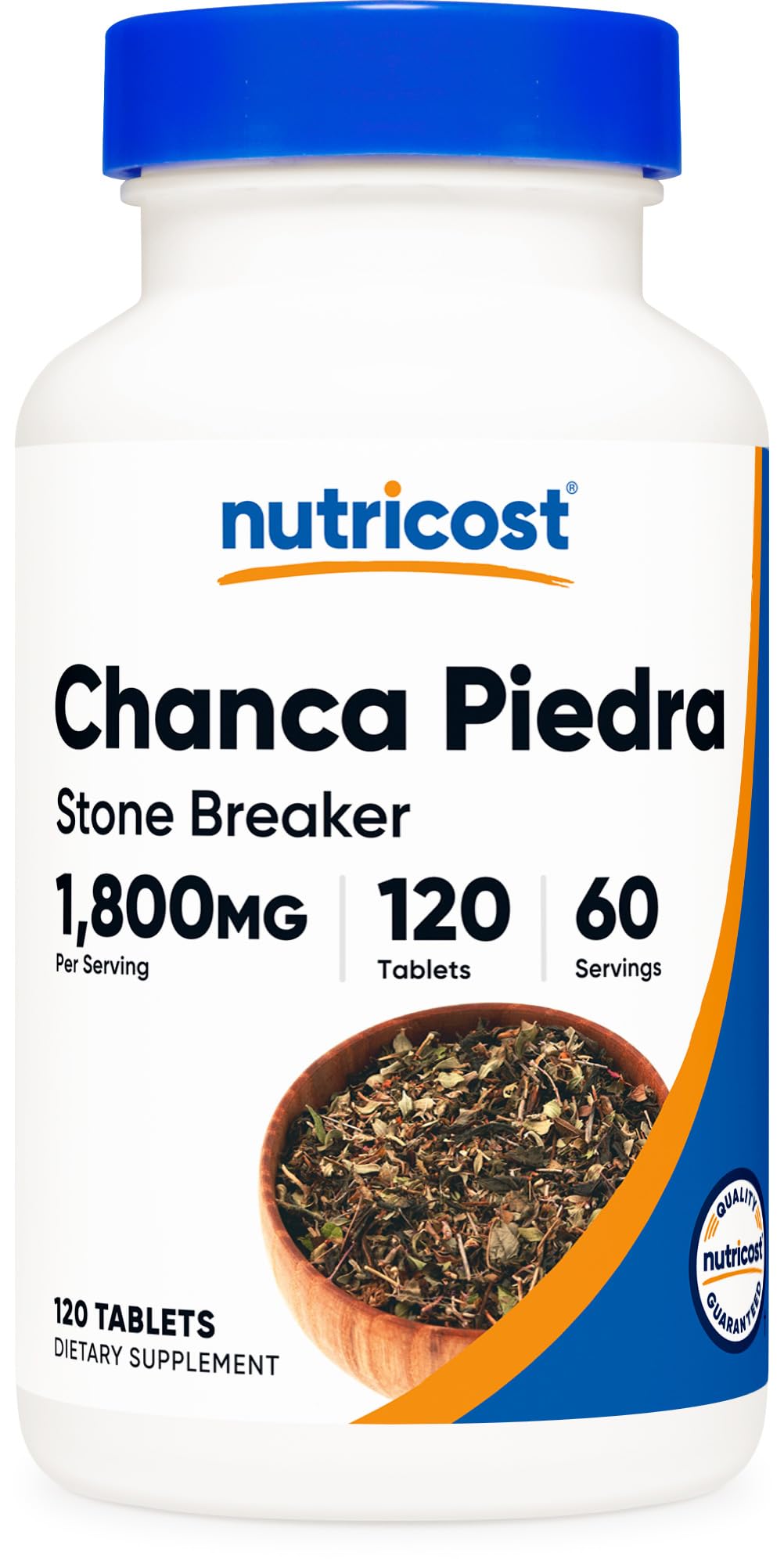 Nutricost Chanca Piedra Extract bottle label showing 1800 mg per serving