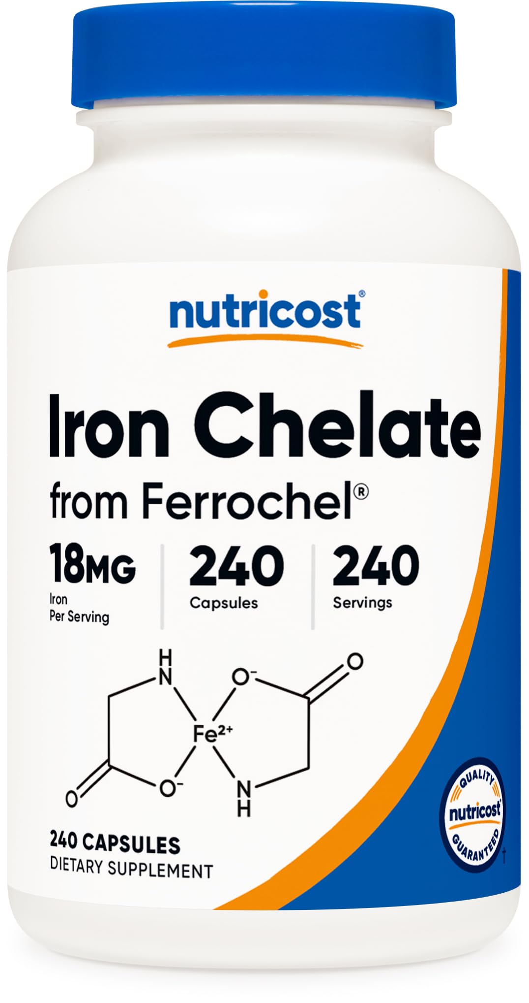 Nutricost Chelated Iron 18mg Ferrochel bottle front