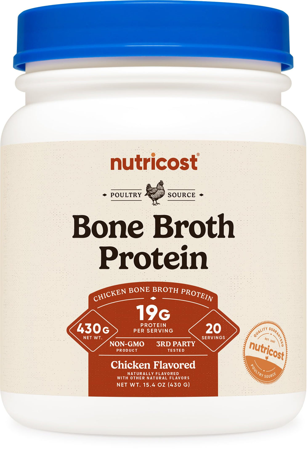 Nutricost Chicken Bone Broth Protein powder container label