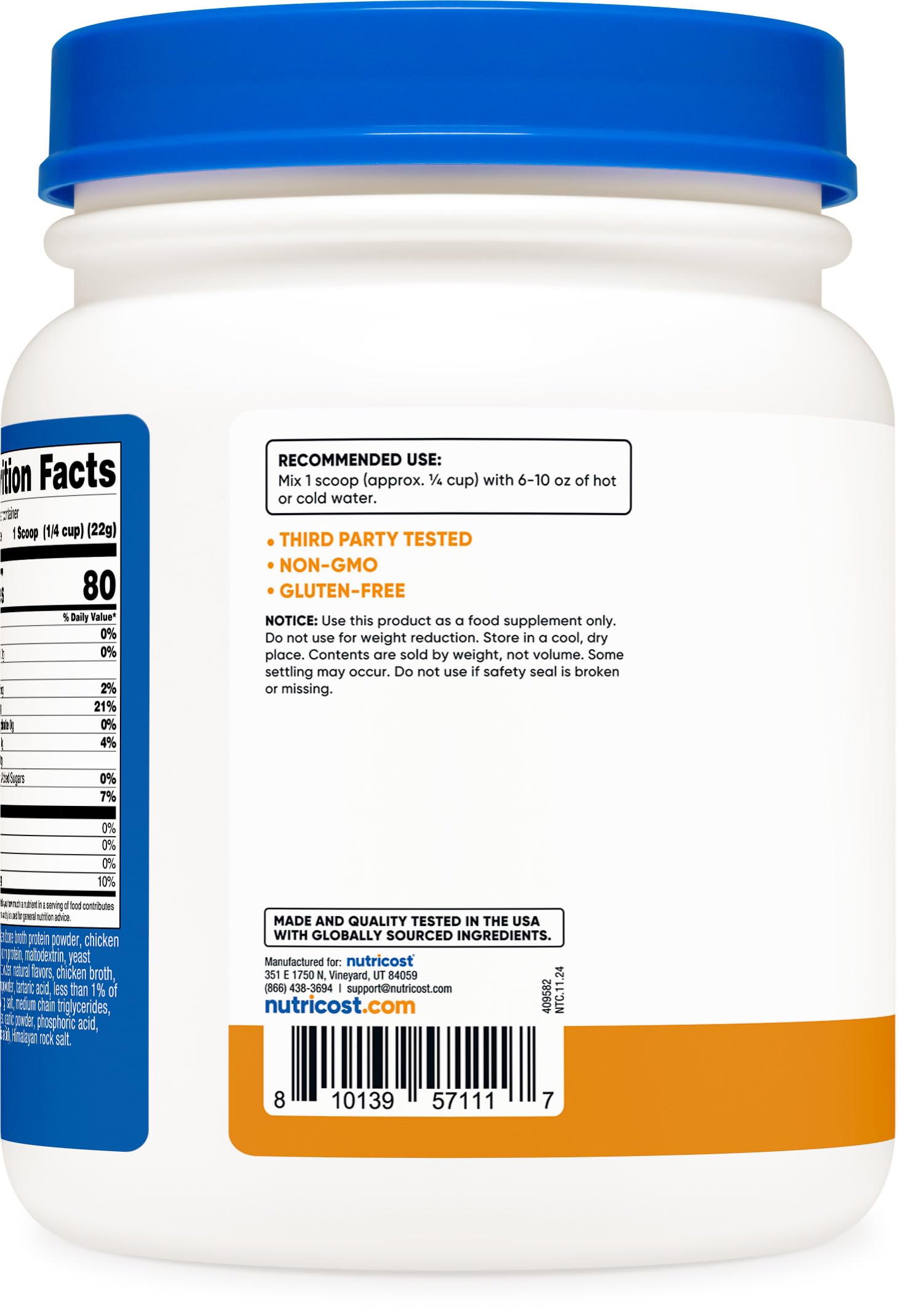 Nutricost Chicken Bone Broth Protein powder ideal for hearty soups.