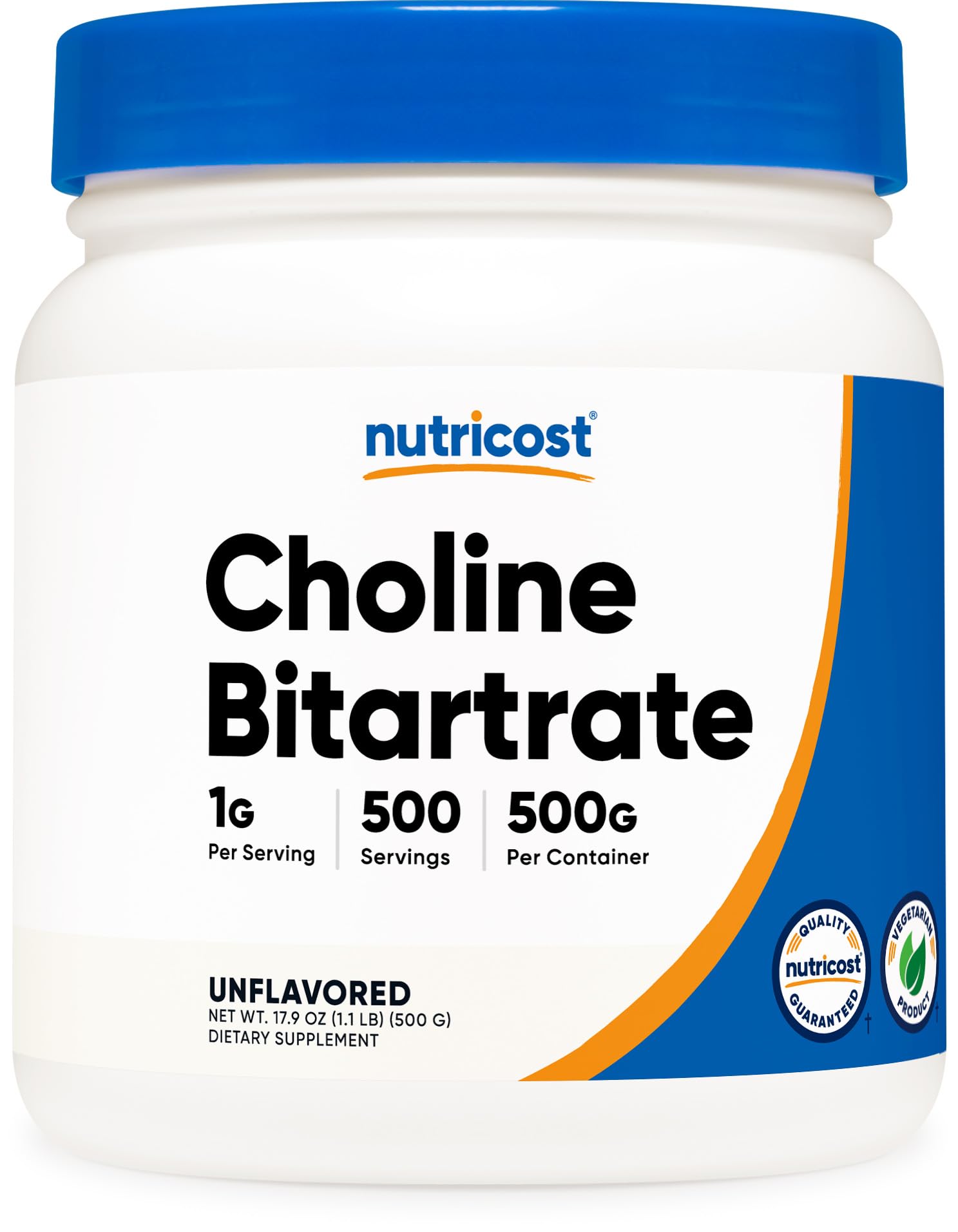 Nutricost Choline Bitartrate 500g bottle front view