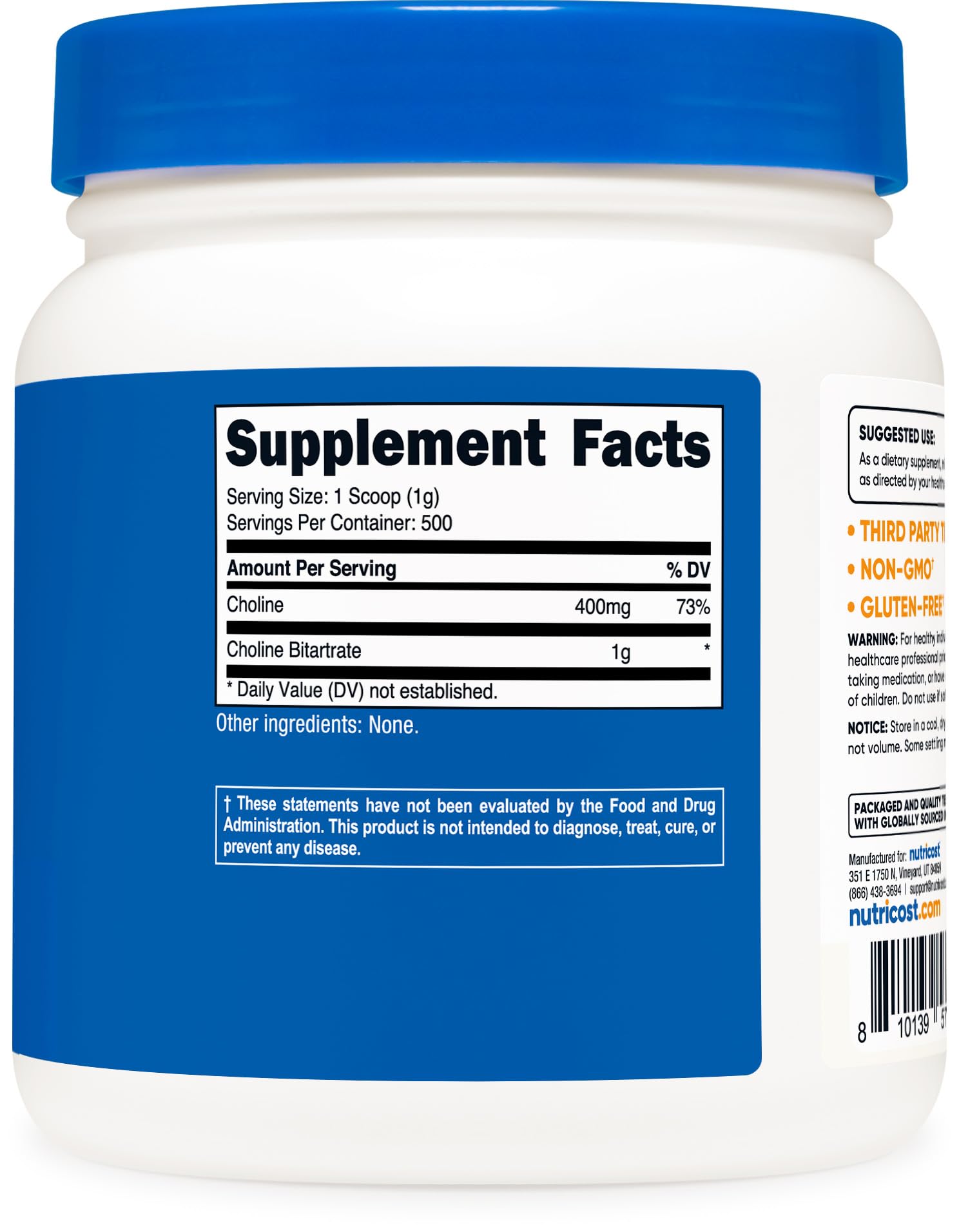Scoop included with Nutricost Choline Bitartrate 500g