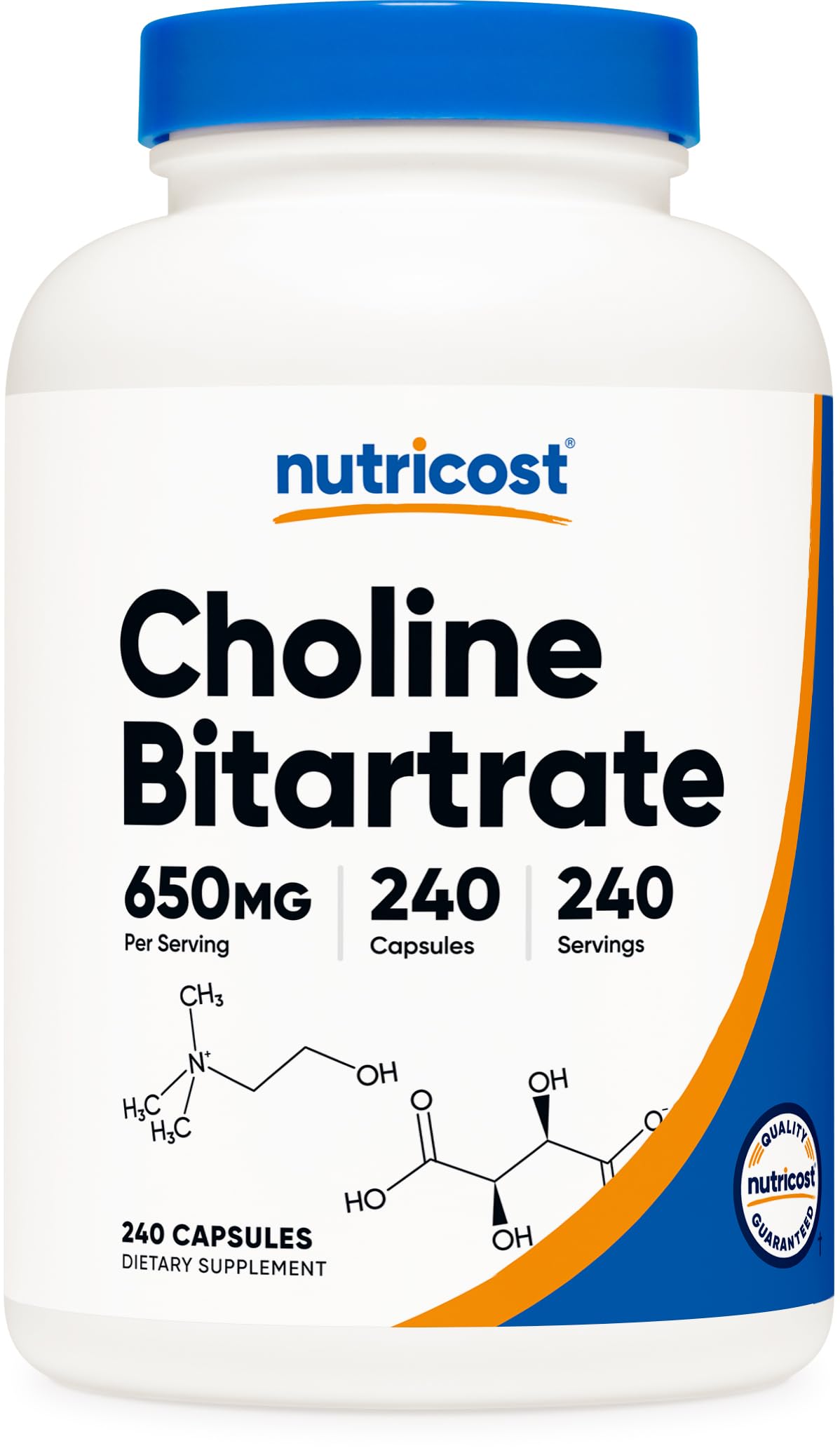 Nutricost Choline Bitartrate 650mg bottle with 240 capsules