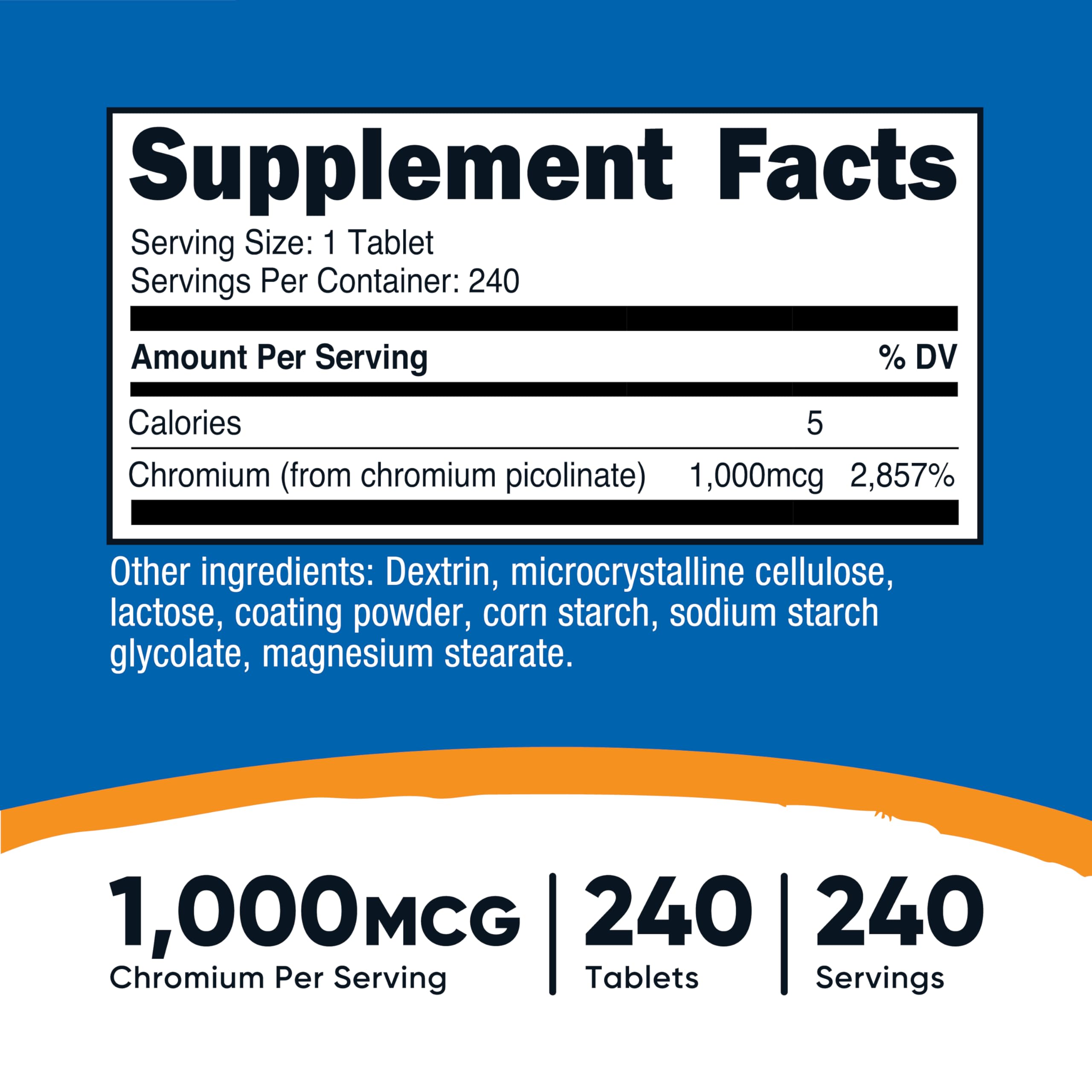 Nutricost Chromium 1000mcg bottle side view