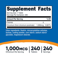 Nutricost Chromium 1000mcg bottle side view