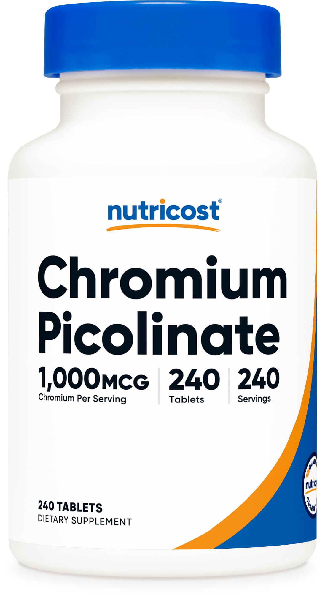 Front view of Nutricost Chromium 1000mcg 240 tablets bottle