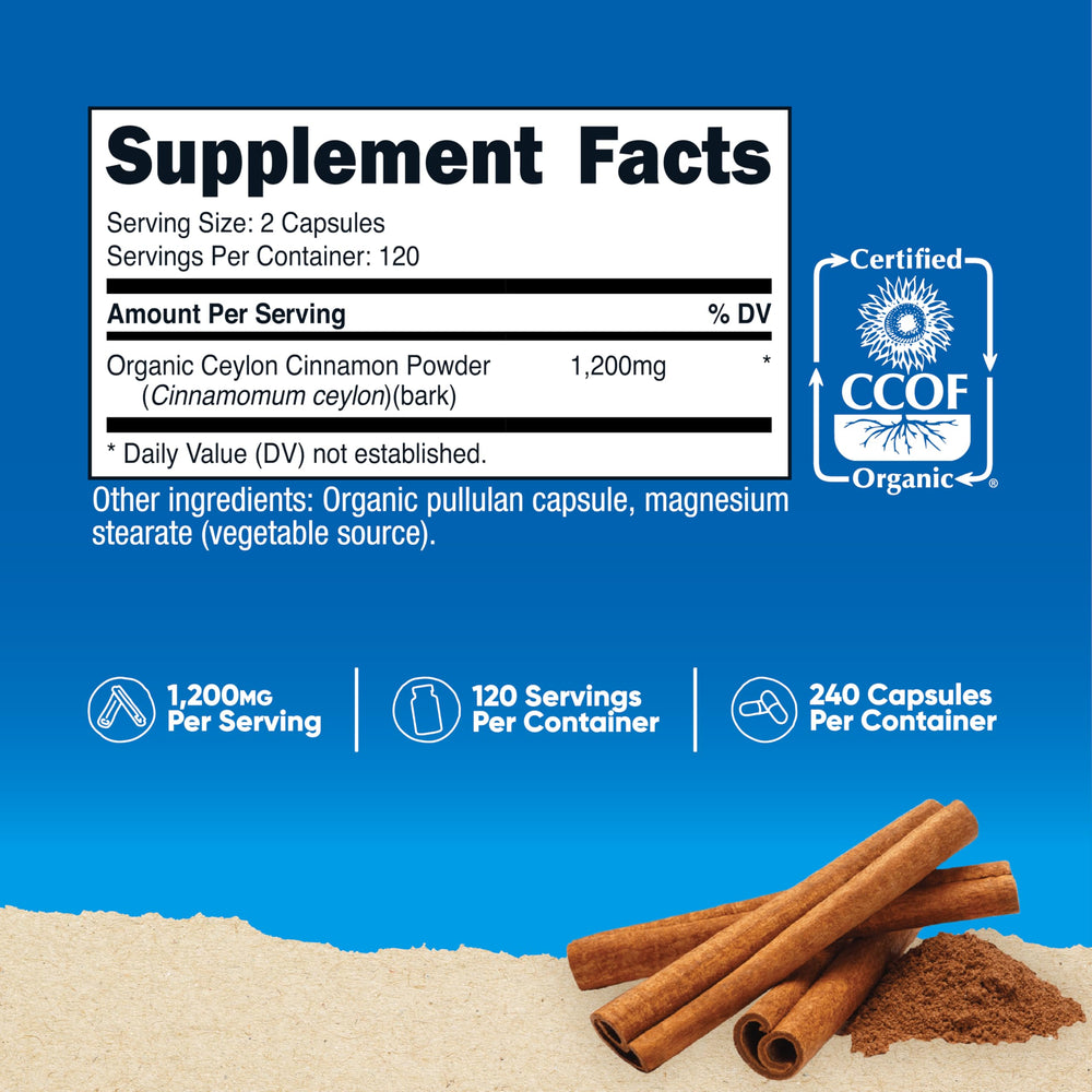 Close-up of Nutricost Cinnamon Capsules packaging