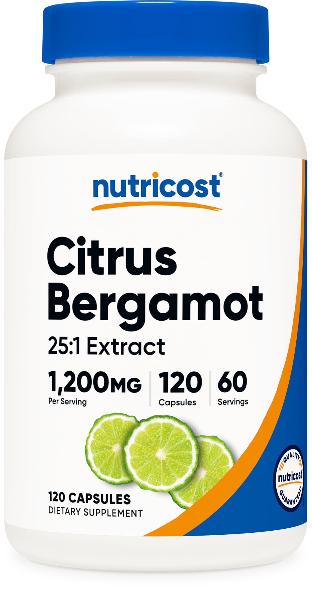 Front view of Nutricost Citrus Bergamot Capsules bottle with 120 capsules