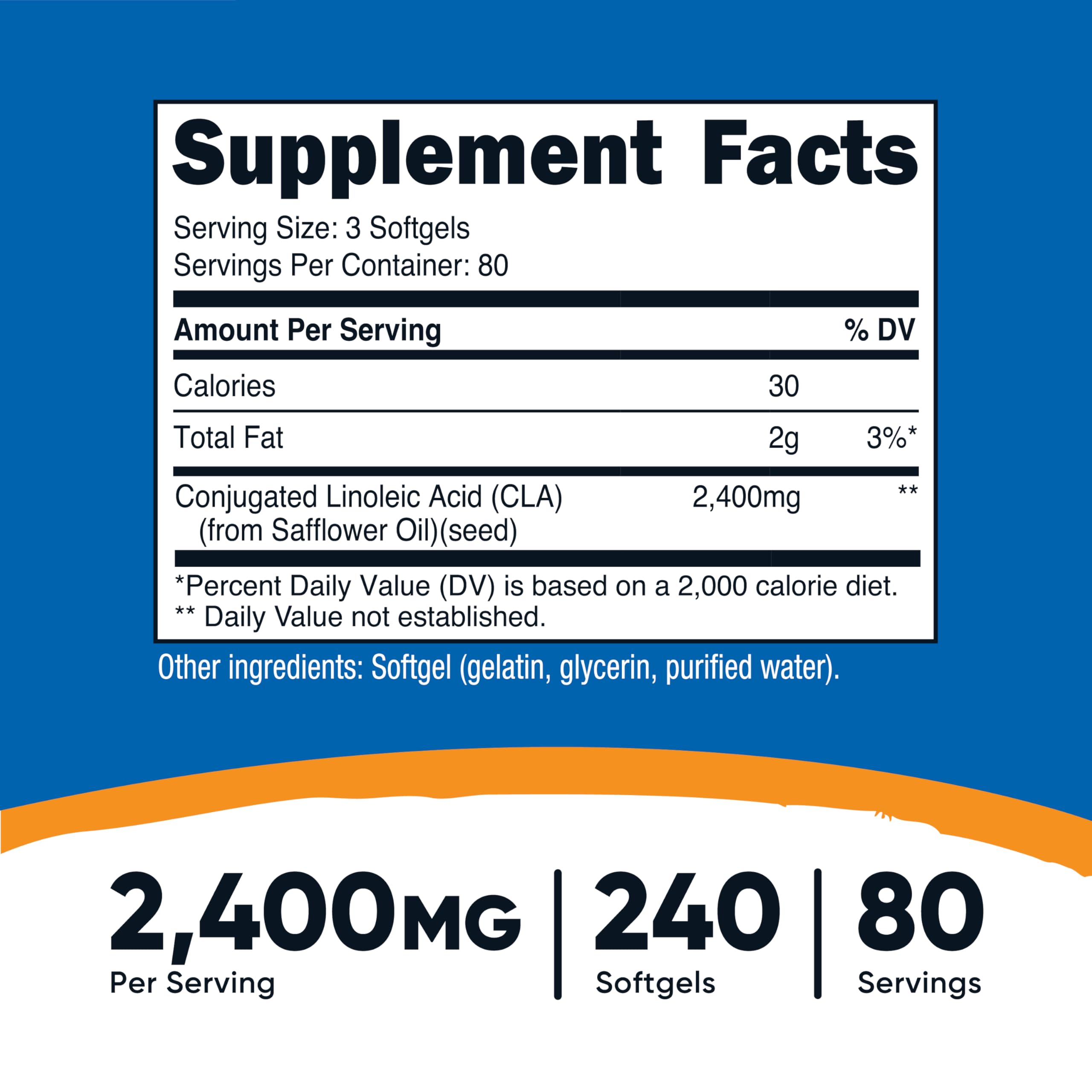 Softgel capsules of Nutricost CLA 800mg