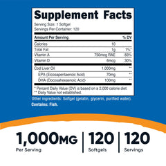 Close-up of Nutricost Cod Liver Oil softgel capsule