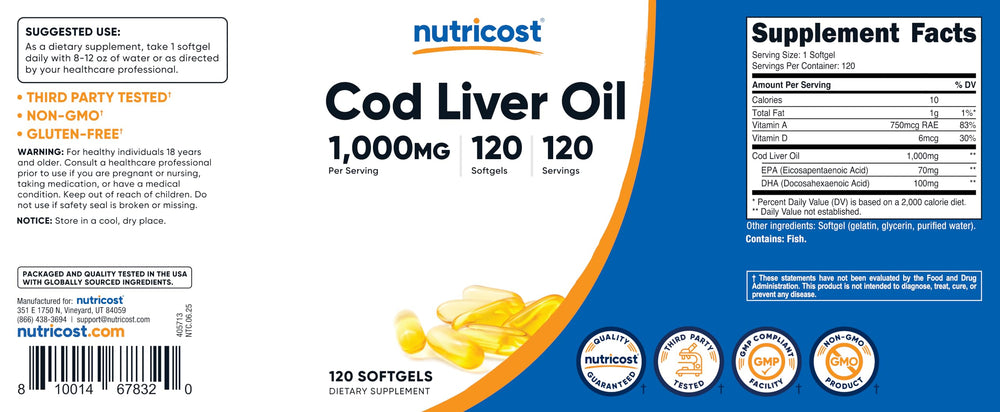 Independent ISO-accredited third-party testing for Nutricost Cod Liver Oil