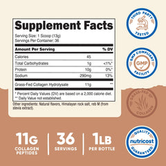 Close-up of Nutricost Salted Caramel collagen bottle label