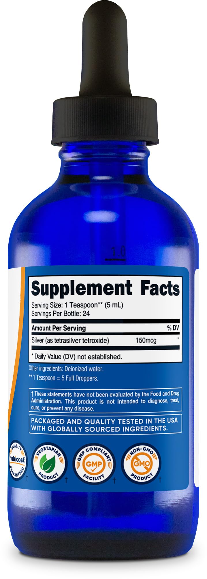 4oz cobalt blue glass bottle with dropper and label