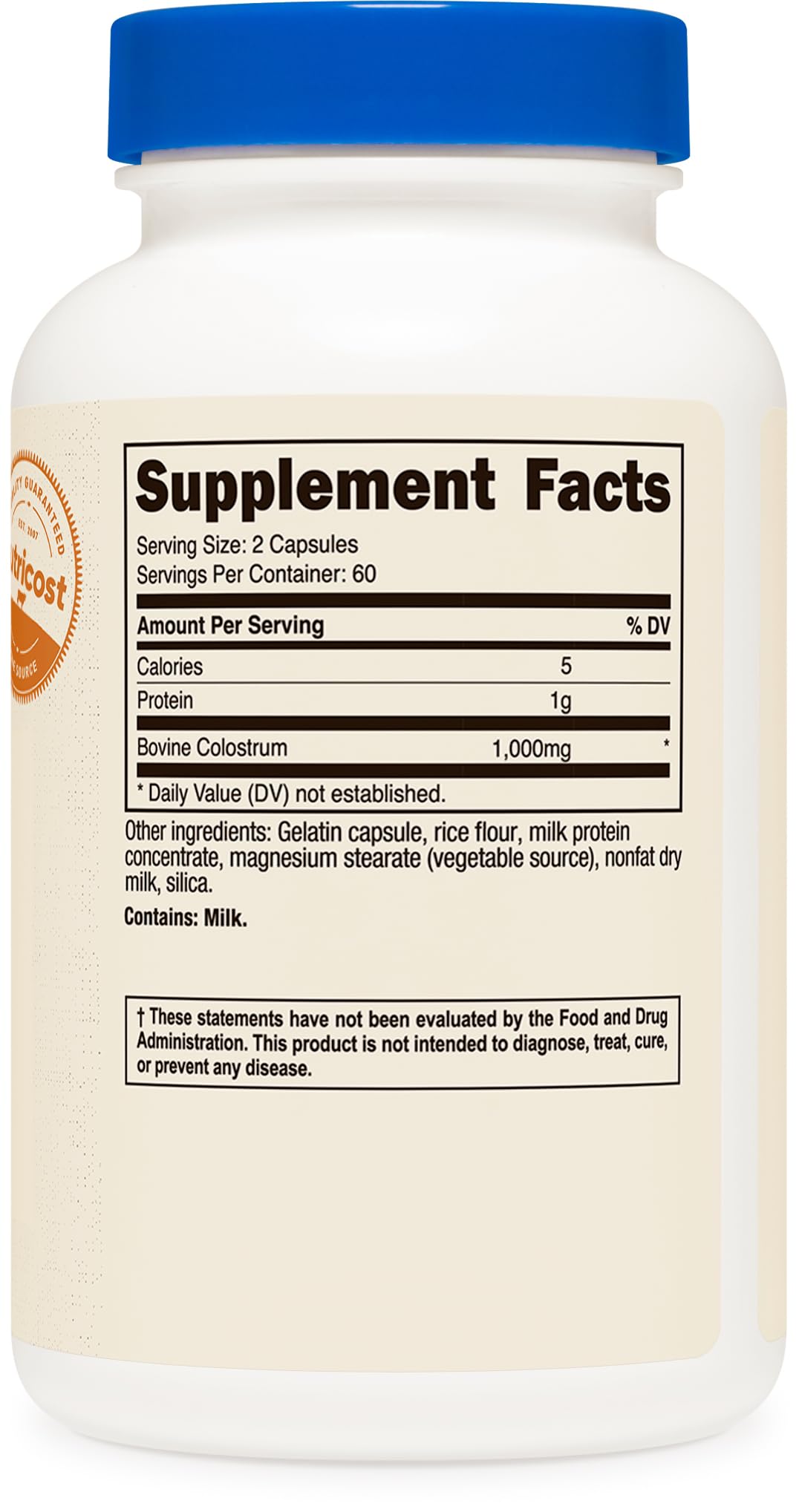 Bottle displaying 60 servings information