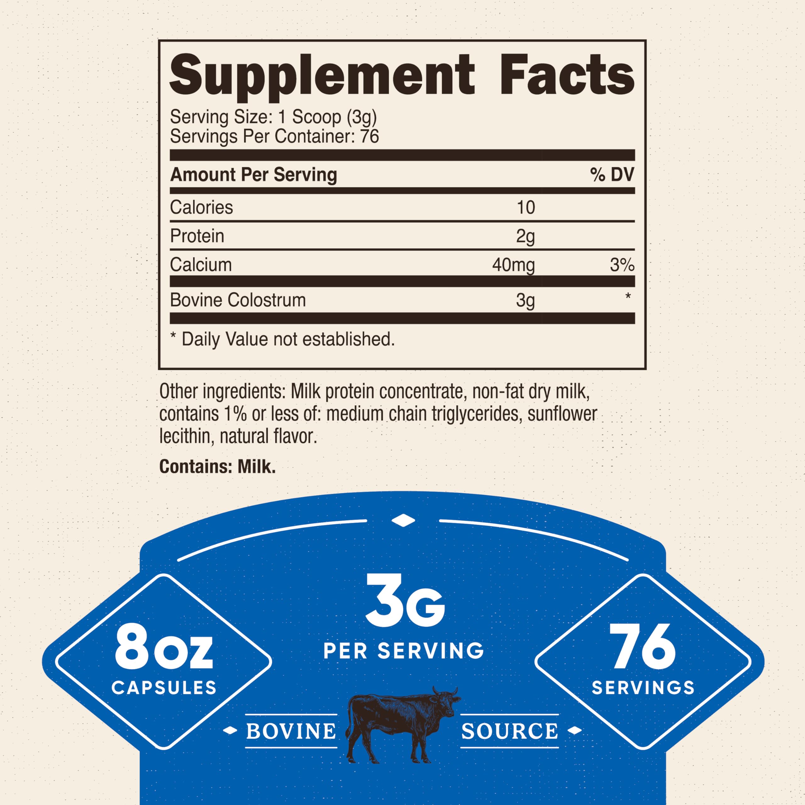 Nutricost Colostrum Powder 8oz serving with scoop