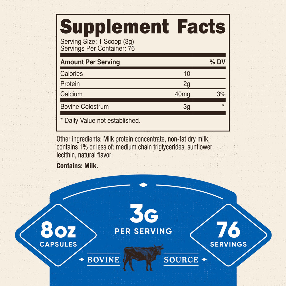 Nutricost Colostrum Powder 8oz serving with scoop